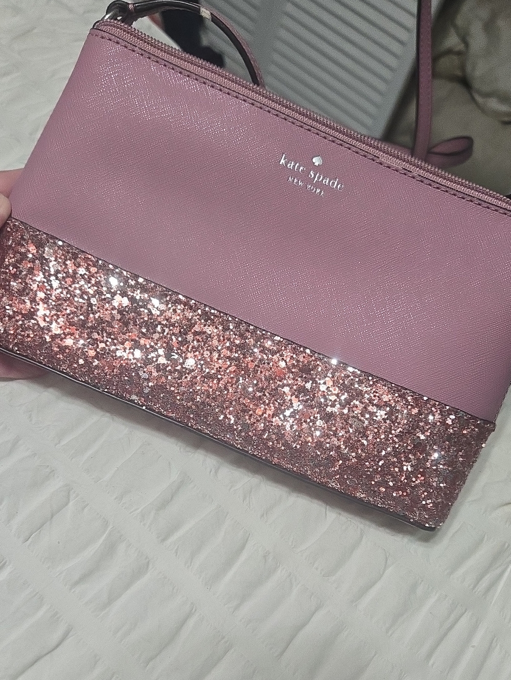 kate spade Rose Pink Glitter Two-Tone Crossbody Bag
